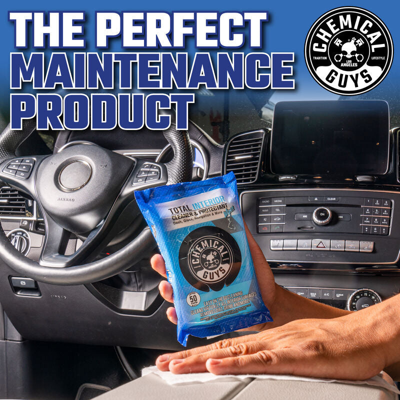 CHEMICAL GUYS TOTAL INTERIOR CLEANER & PROTECTANT CAR CLEANING WIPES (50 Wipes)